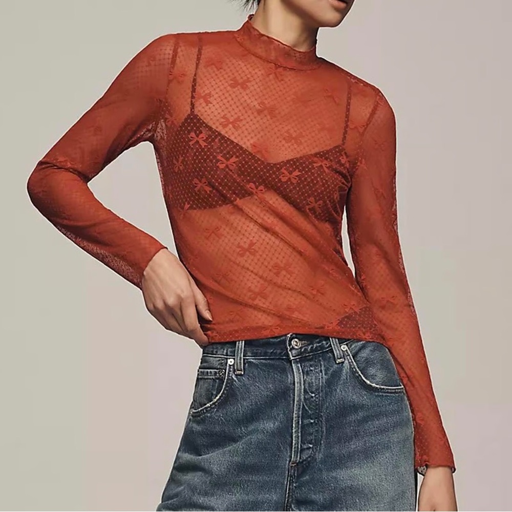 nwt anthropologie maeve sheer bow top